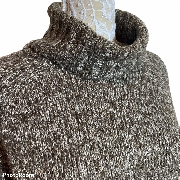 Michael Kors Oversized Heather Brown Sweater Turtleneck dropped shoulder M - Picture 3 of 11